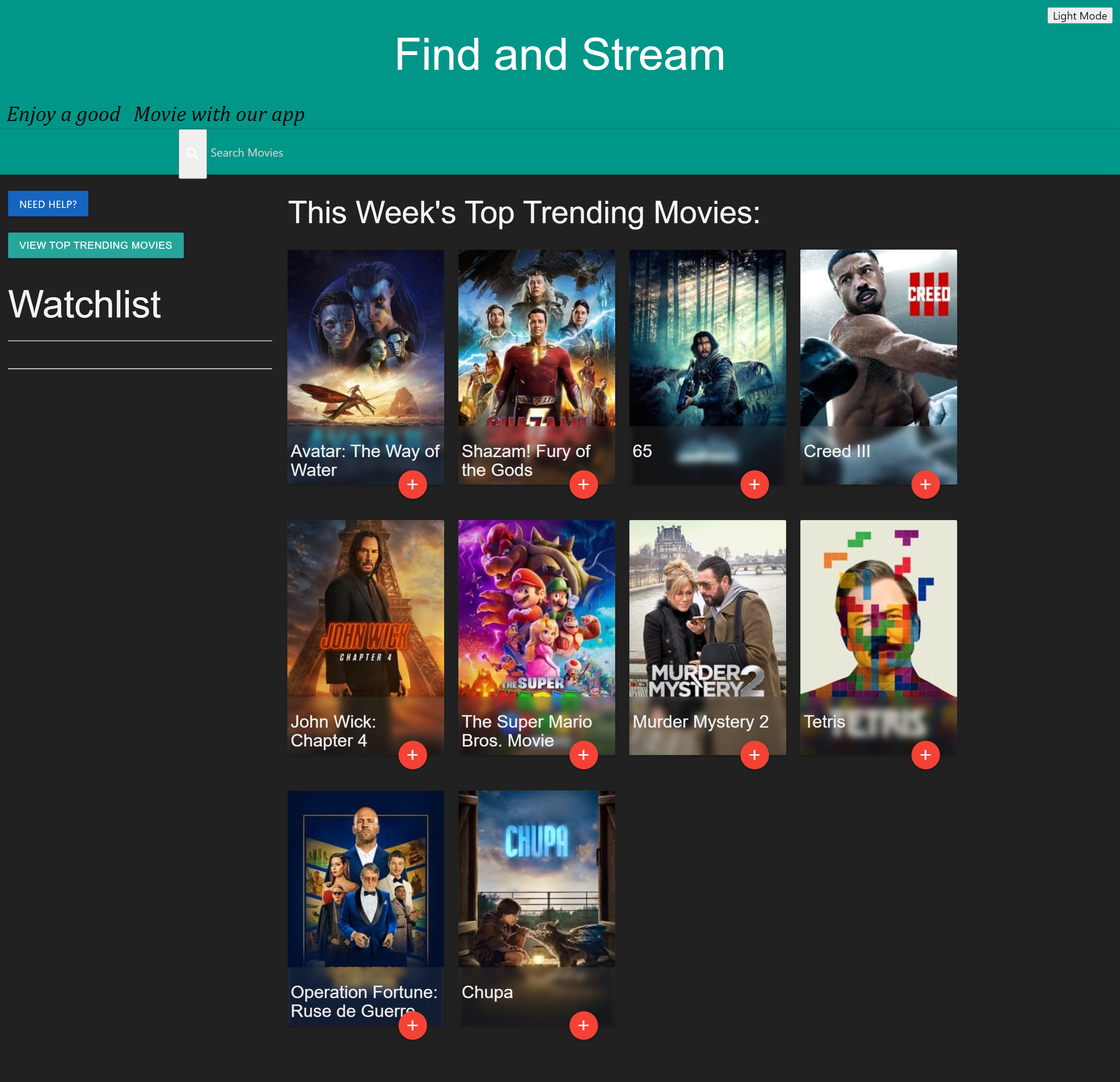 Find and Stream Front-end App
